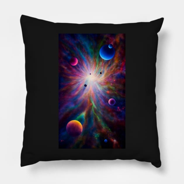 Black Light Space Painting "SB-01" Pillow by UnderBlackLight