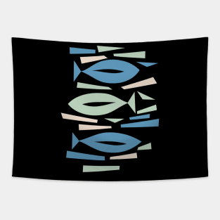 Retro Abstract Fish Tapestry