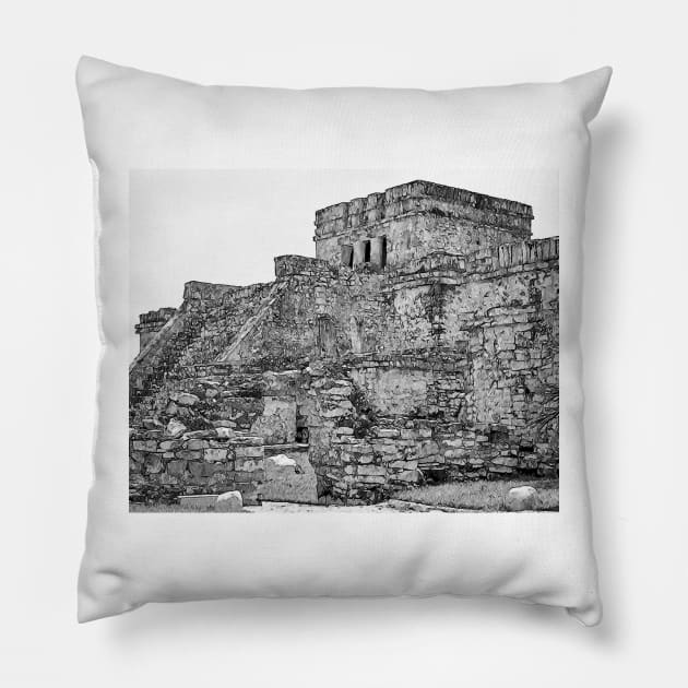 Mayan Ruins Pillow by KirtTisdale