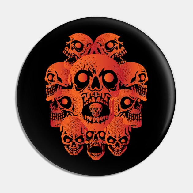 Spooky Skulls Wreath Funny Halloween Scary Trick or Treat Pin by FilsonDesigns