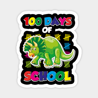 100 days of school green triceratops Magnet