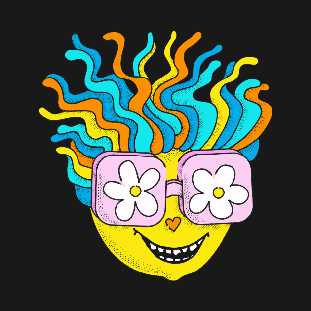 Happy Hippie Groovy Funny Retro Rainbow Character by Boriana Giormova