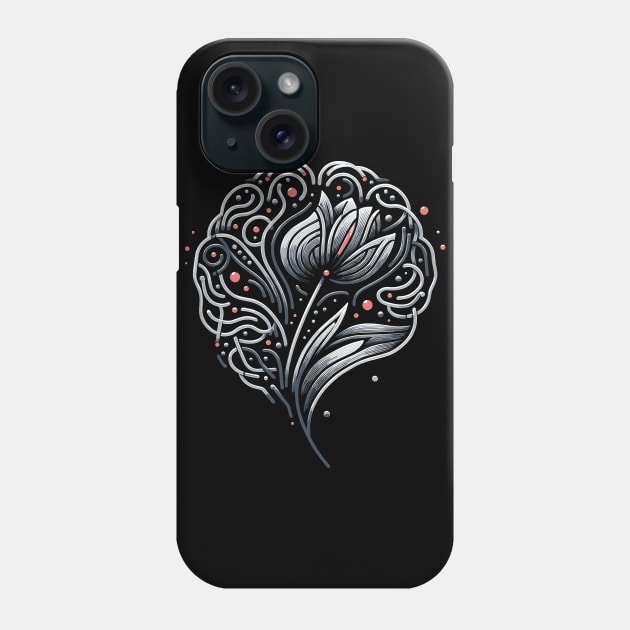 Symbolic Parkinson's Awareness Brain & Tulip Design Phone Case by Xeire