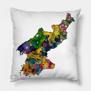 Spirograph Patterned North Korea Provinces Map Pillow