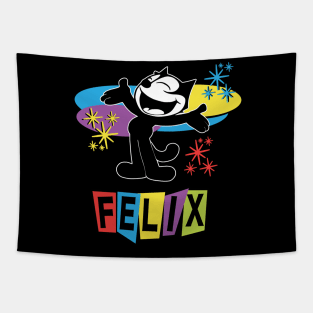 Felix the Cat Comics Retro Futurist Mid Century Modern TV  in Joyful Happy Design Tapestry