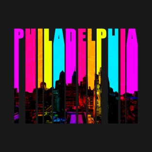 Retro Philadelphia Pennsylvania Cityscape Skyline T-Shirt