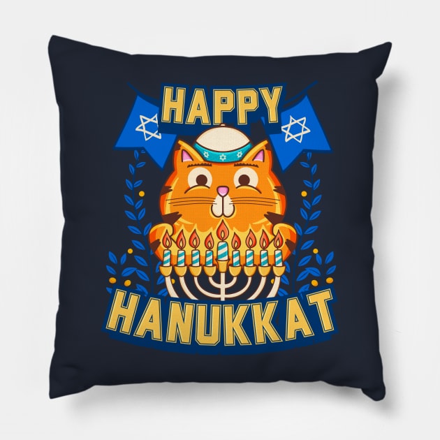 Meowzel Tov, Happy Hanukkat! Pillow by GiveMeThatPencil