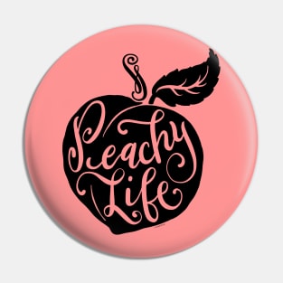 Peachy Life Peach Artwork Graphic Illustration Pin