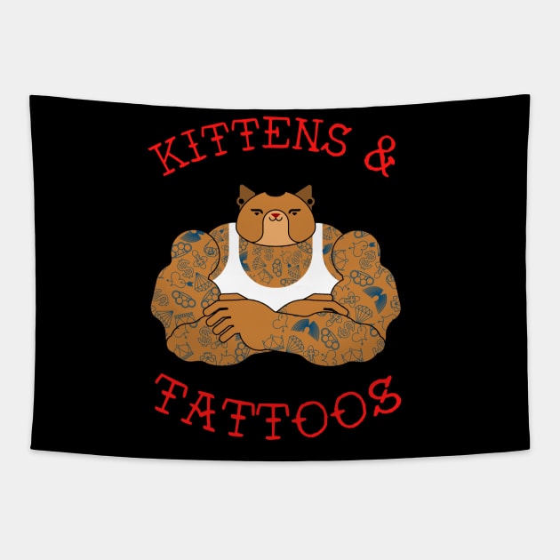 Kittens and Tattoos Tapestry by SybaDesign