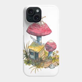 Little fairy on a mushroom - traditional watercolor painting Phone Case