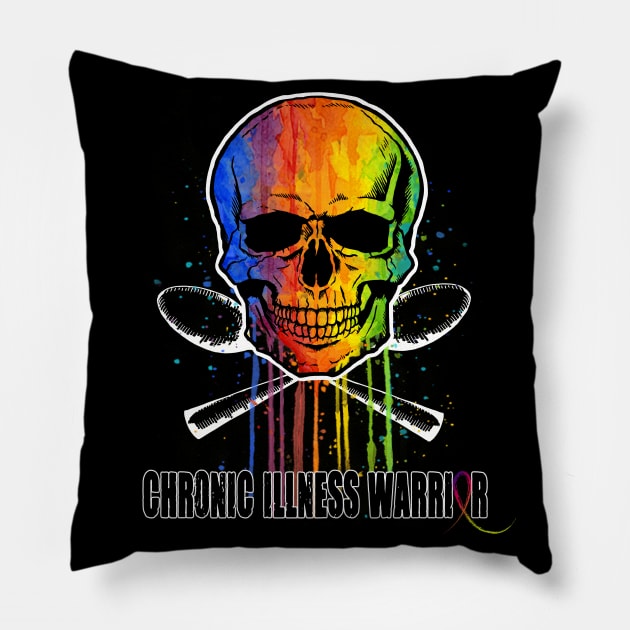 Chronic Illness Warrior - Skull & Spoons Pillow by spooniespecies