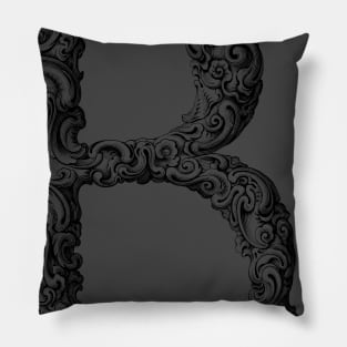 Vintage Initial Letter Lettering Alphabet R Pillow