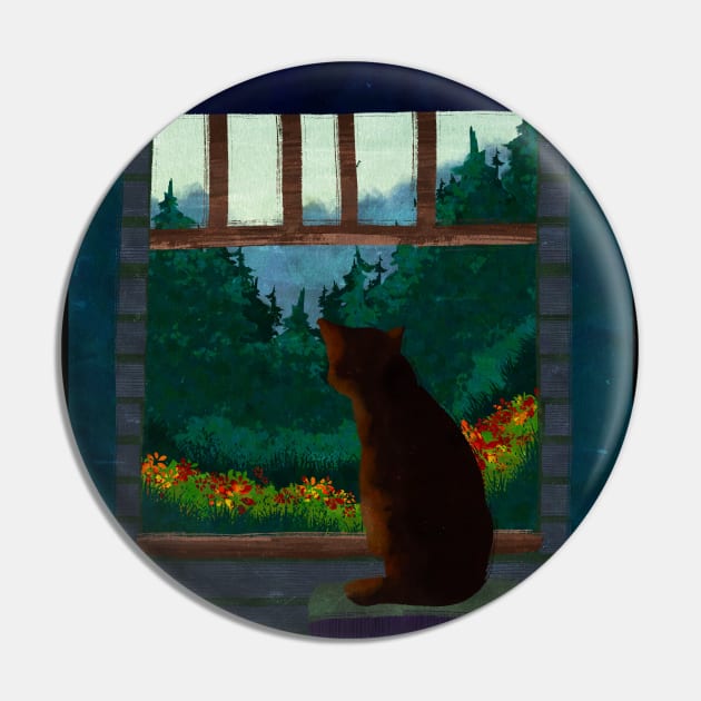 Cat in the Window Pin by taoistviking