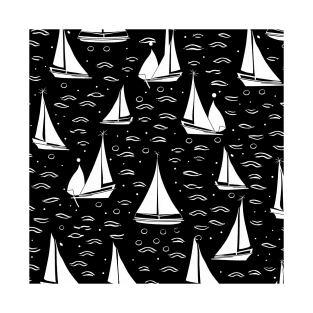 Sailing - Black and White Pattern T-Shirt