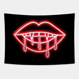 Neon Vampire Lips Tapestry