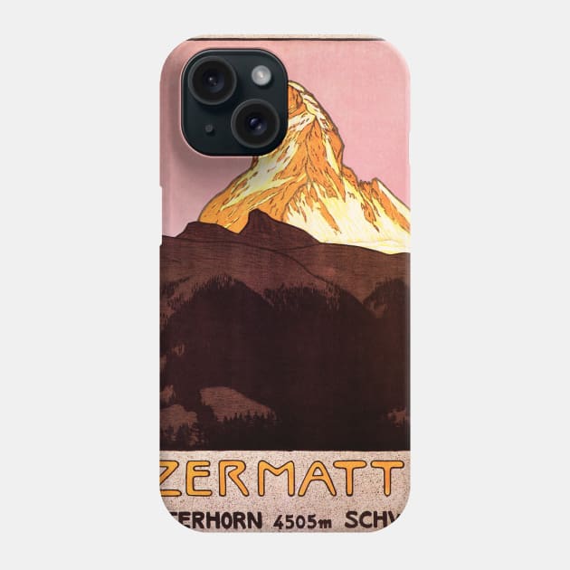 Vintage Travel Poster with the Matterhorn Phone Case by MasterpieceCafe