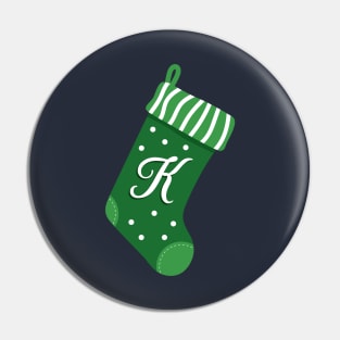 Christmas Stocking with Letter K Pin