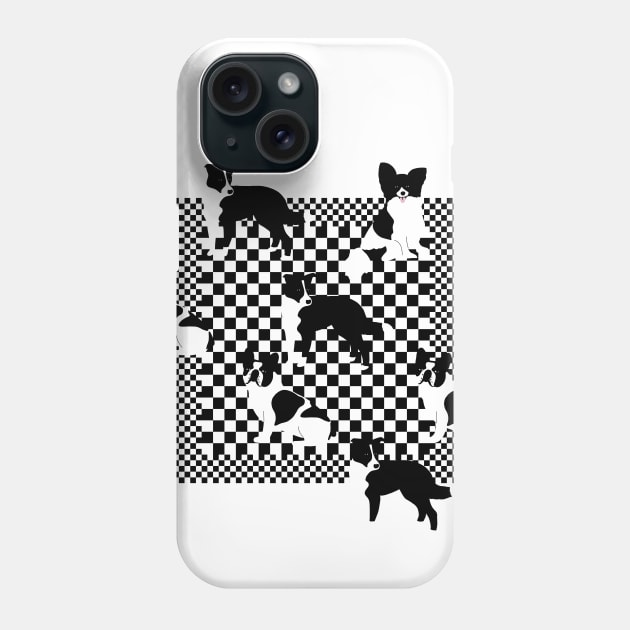 Mix Of Black And White Dogs on a Checker Phone Case by okpinsArtDesign