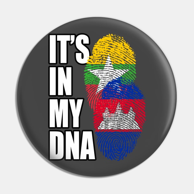 Cambodian And Burmese Mix Heritage DNA Flag Pin by Just Rep It!!