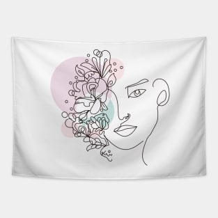 abstract lady, line art woman Tapestry