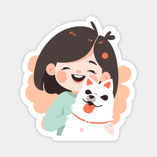Just a Girl and her dog illustration Magnet