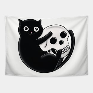Cat and skull Tapestry