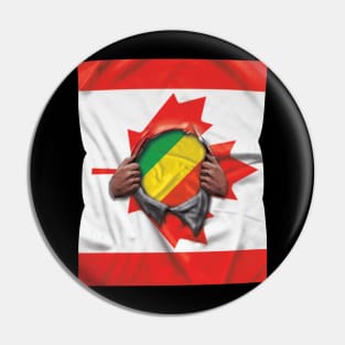 Republic Of The Congo Flag Canadian Flag Ripped - Gift for Congon From Republic Of The Congo Pin