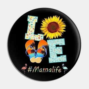 Sunflower Flamingo Flip Flops Love Mamalife Mother's Day Pin