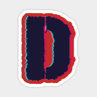 Glitch letter D, distorted letter D Magnet