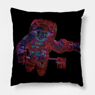 NASA Astronaut in Red, Blue, Purple and Green Colors Pillow