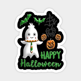 Pumpkin baby boy ghost Kawaii bat spider Happy Halloween violet orange black dots ribbon 3D tridimensional 318 Magnet