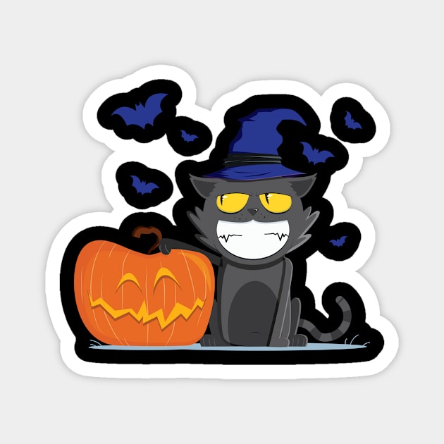 Pumpkin And Cat Funny Halloween Magnet by folidelarts