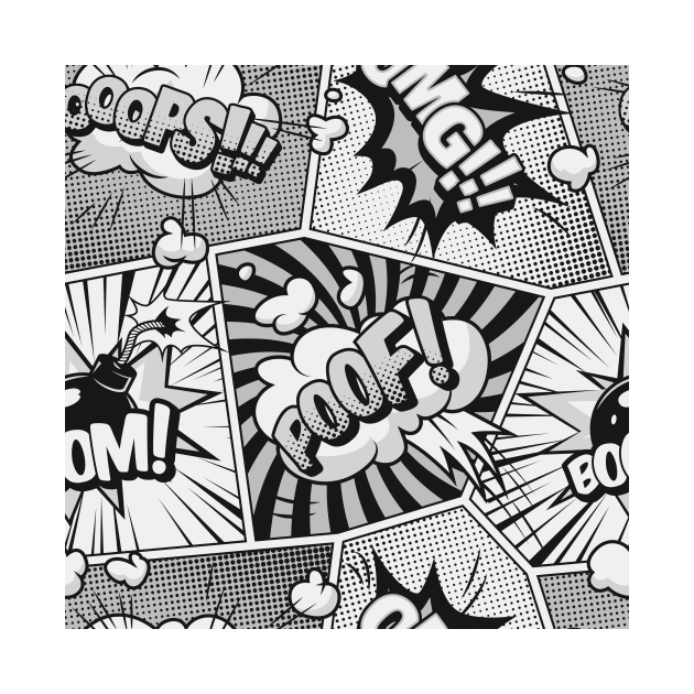 Black and White Comic Book Word Art Collage by CafePretzel