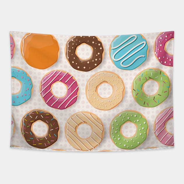 Donut Pattern Dessert Print Tapestry by bluerockproducts