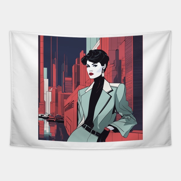 Urban Empower Art Deco 80s Patrick Nagel T-Shirt Tapestry by di-age7