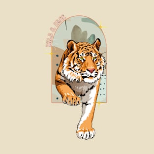 Tiger Graphic Tshirt Boho Style Wild & Free T-Shirt