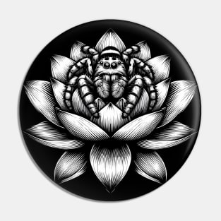 Jumping spider in lotus tattoo art Pin