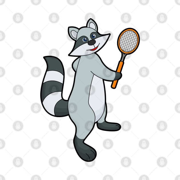 Racoon as Tennis player with Tennis racket by Markus Schnabel