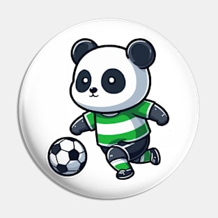 Panda as Soccer player with Soccer ball Pin