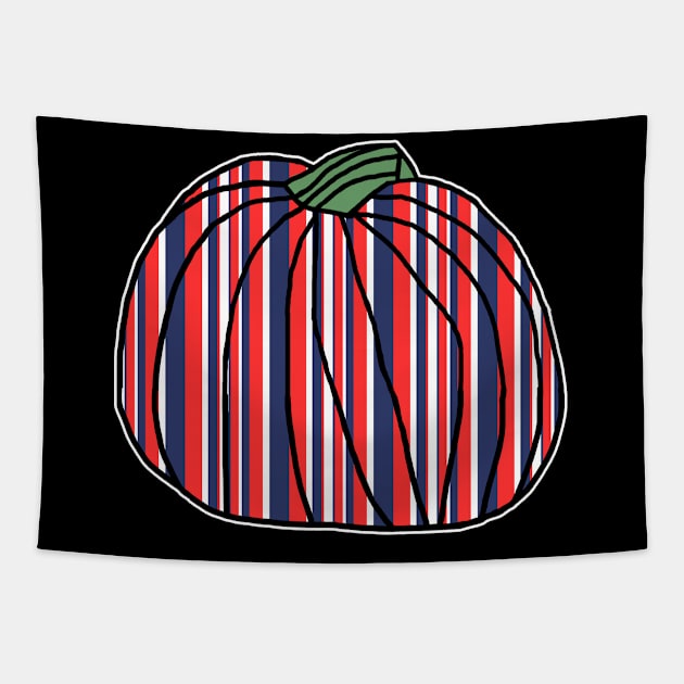 Halloween Horror Pumpkin Red Stripes Tapestry by ellenhenryart