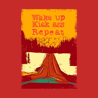 Runner , Wake Up, Kick, Repeat Sunset T-Shirt