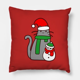 Christmas Cat and Snowman Pillow