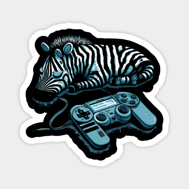 Sleeping by Day Gaming by Night - Zebra gamer Magnet by KhaledAhmed6249