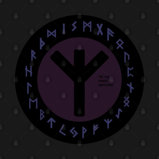 Purple Elhaz Futhark Rune Symbol by DepicSpirit