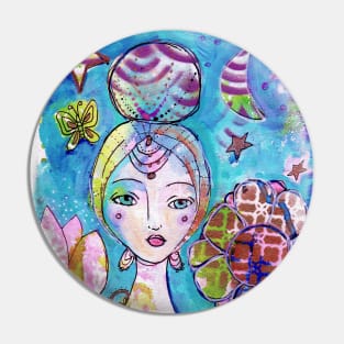 Moon Garden Girl Pin