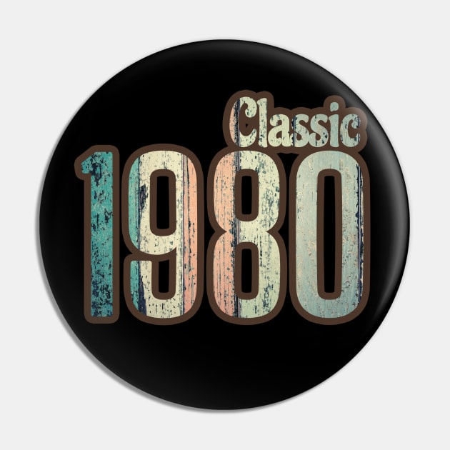 Classic 1980, Vintage 1980, 40th Birthday, Gift For Grandpa, Grandma Pin by NooHringShop