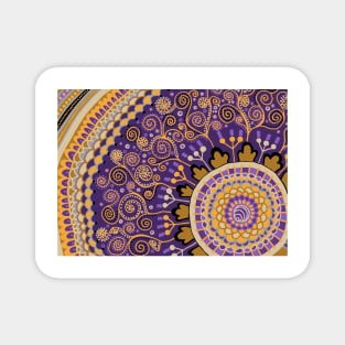 Lavender, Purple, Orange, and Chocolate Mandala Magnet