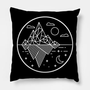 Two Geometric Mountains Day and Night Line Art Pillow