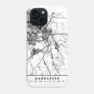 MARRAKESH MOROCCO BLACK CITY STREET MAP ART Phone Case