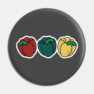 Green, Red, Yellow Bell Pepper Vegetables Sticker vector illustration. Food nature icon concept. Garden fresh food vegetable bell pepper sticker design logo. Pin